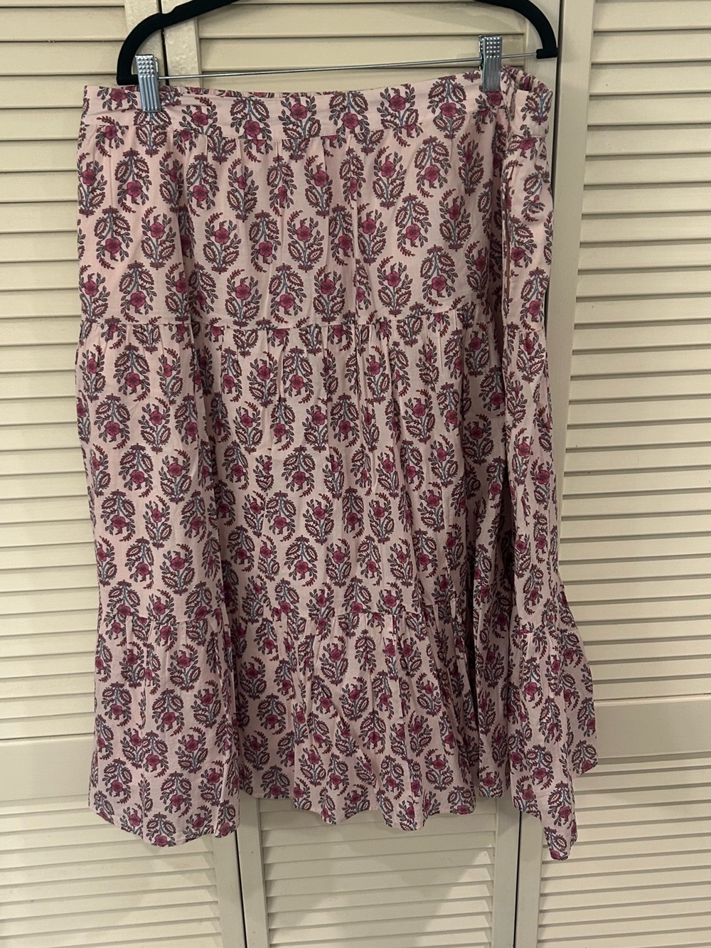 J. Crew Pink Floral Midi Skirt